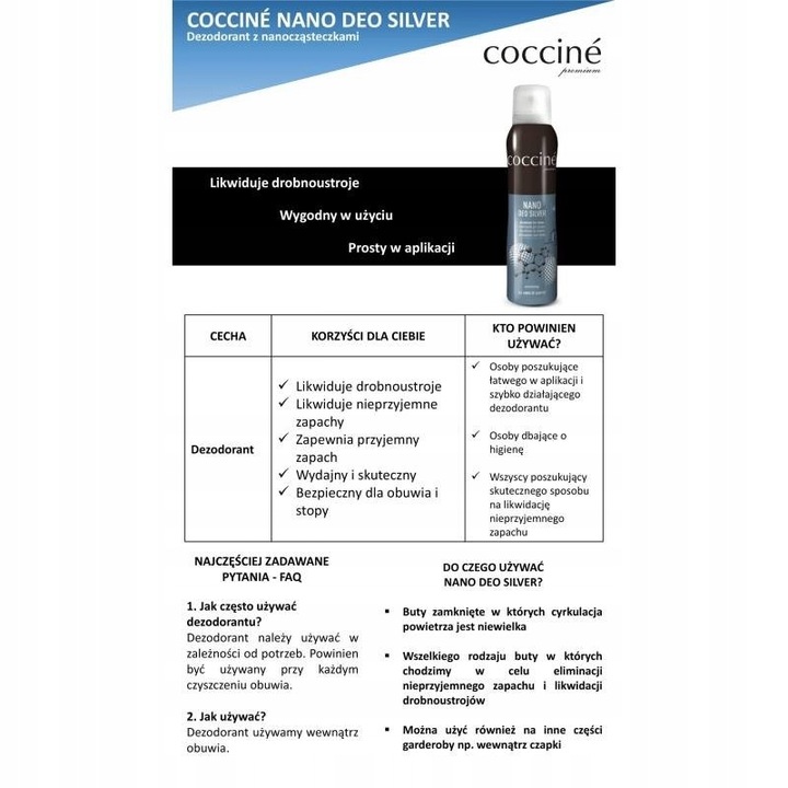 COCCINE NANO DEO SILVER DEZODORANT DO OBUWIA DUŻY 400ML