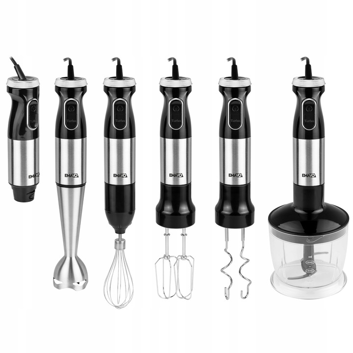 MOCNY BLENDER RĘCZNY WIELOFUNKCYJNY MIKSER 1000W SREBRNY EMAVOn