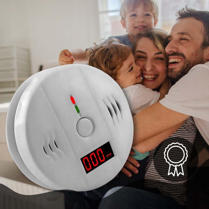 CZUJNIK CZADU TLENKU WĘGLA LCD DETEKTOR CO ALARM WYKRYWACZ CERTYFIKOWANY