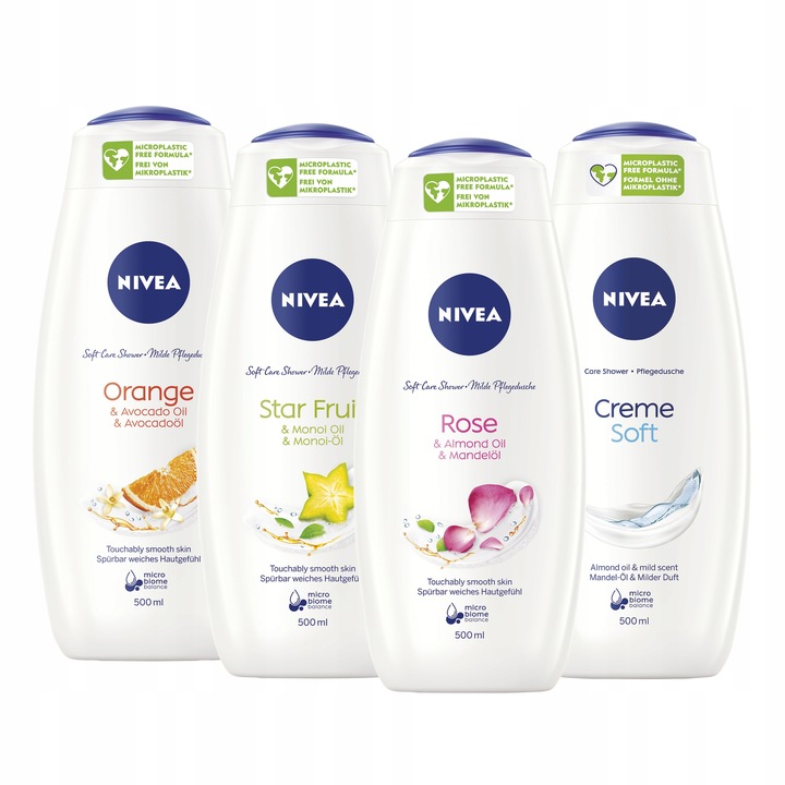 NIVEA żel płyn pod prysznic damski zestaw 4x500ml