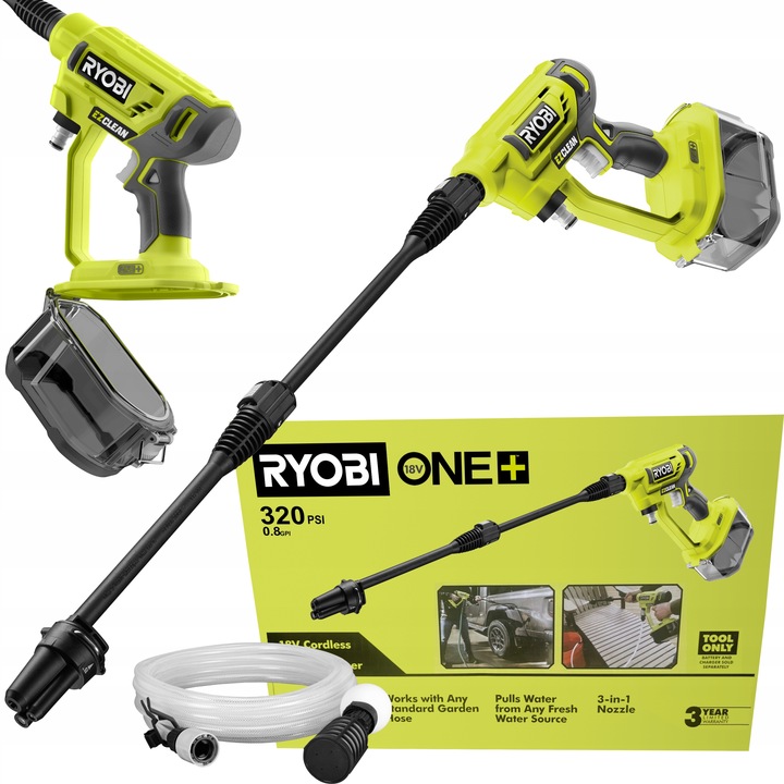 RYOBI AKUMULATOROWA MYJKA ciśnieniowa PISTOLET RY18PW22A 22BAR LANCA