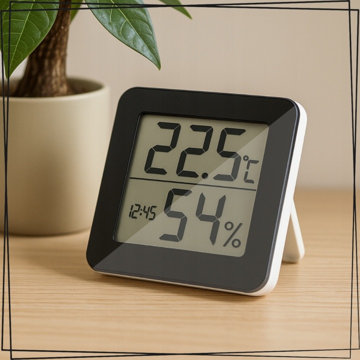 TERMOMETR I HIGROMETR POKOJOWY LED ELEKTRONICZNY WEWNĘTRZNY CYFROWY