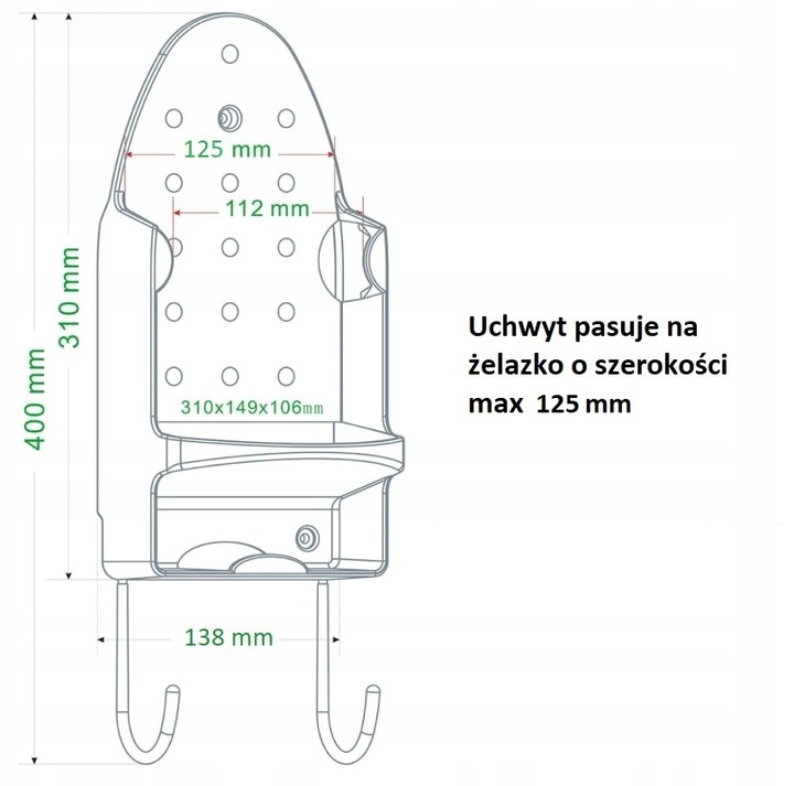 UCHWYT WIESZAK NA ŻELAZKO DESKĘ DO PRASOWANIA PÓŁKA DO SZAFY I NA