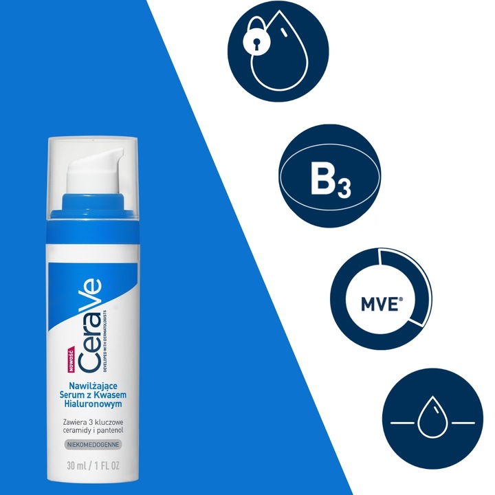 CeraVe Nawilżające Serum do Twarzy z Kwasem Hialuronowym 30ml + GRATIS