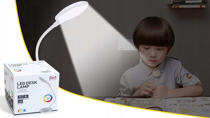 LAMPKA NA BIURKO LED LAMPA BIURKOWA STOJĄCA DO NAUKI DOTYKOWA USB RGB