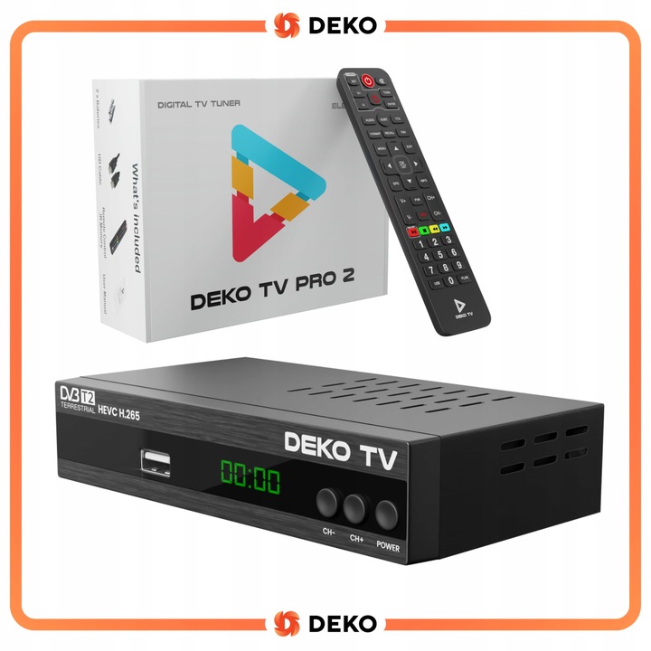 Tuner Dekoder DVB-T2 DekoTV PRO2 Telewizji Naziemnej HEVC H.265 DEKO