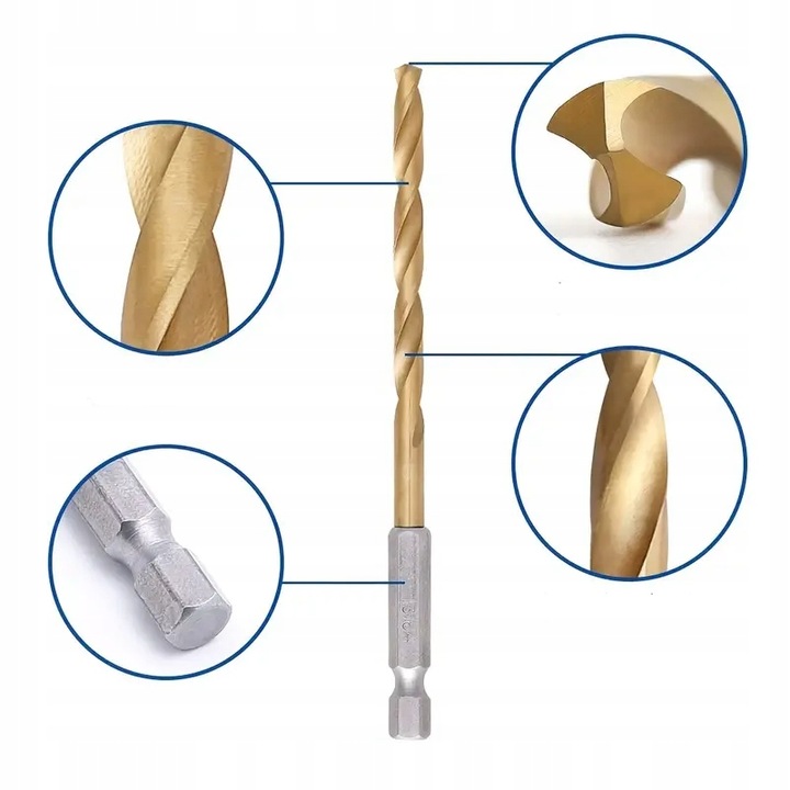 WIERTŁA HEX BITY DO METALU 1,5-6,5 HSS TYTAN 13SZT WIERTŁA PRECYZYJNE