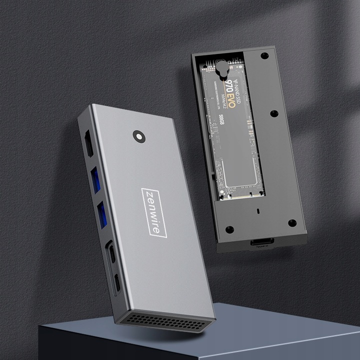 HUB Obudowa Kieszeń dysk SSD M2 NVME PCIe SATA USB-C 3.2 HDMI Adapter M.2