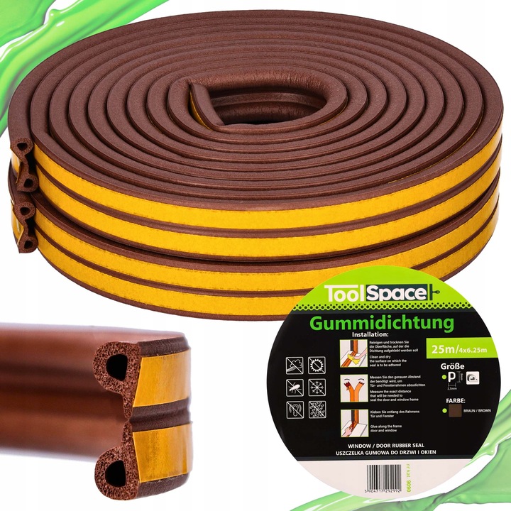 Uszczelka do okien i drzwi profil P 25 mb BRĄZ