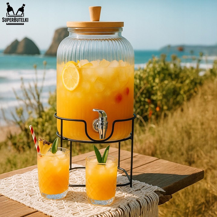 Słoik z kranikiem 5L słój szklany z kranem na stojaku dzbanek