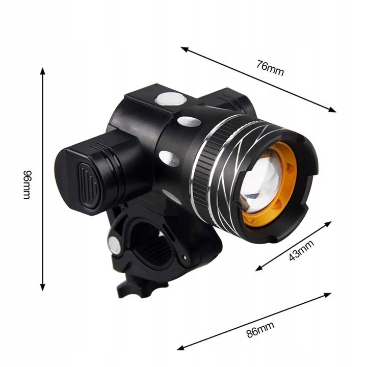 MOCNA LAMPKA ROWEROWA LED XML-T6 CREE USB ZOOM