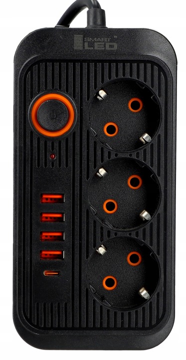 Przedłużacz Listwa Zasilająca Siec 2 M 3 Gniazda 230V + 5X USB