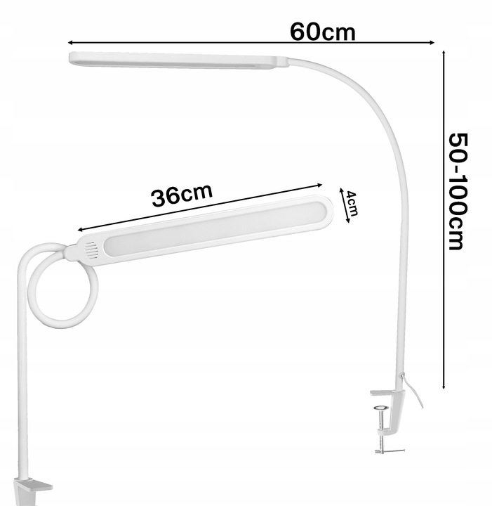 Lampka Na Biurko Biurkowa LED Do Czytania Regulowana Włącznik 10W 3