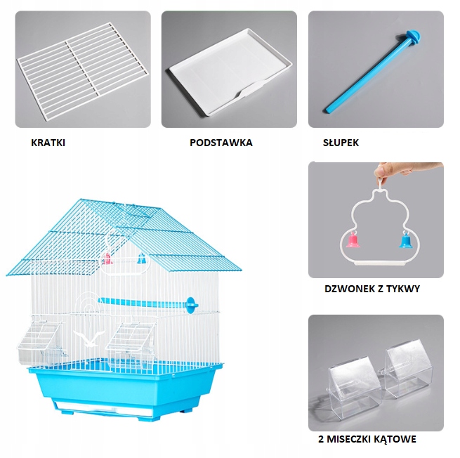KLATKA DLA PTAKÓW METALOWA MAŁA 39x23x30cm BIAŁA