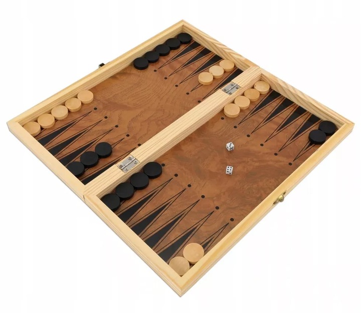 SZACHY DREWNIANE WARCABY DUŻE DLA DZIECI TRYKTRAK GRY LOGICZNE PLANSZ0WE