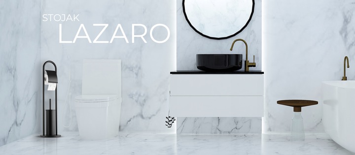 Stojak na papier toaletowy i szczotkę do WC czarny łazienkowy loft uchwyt