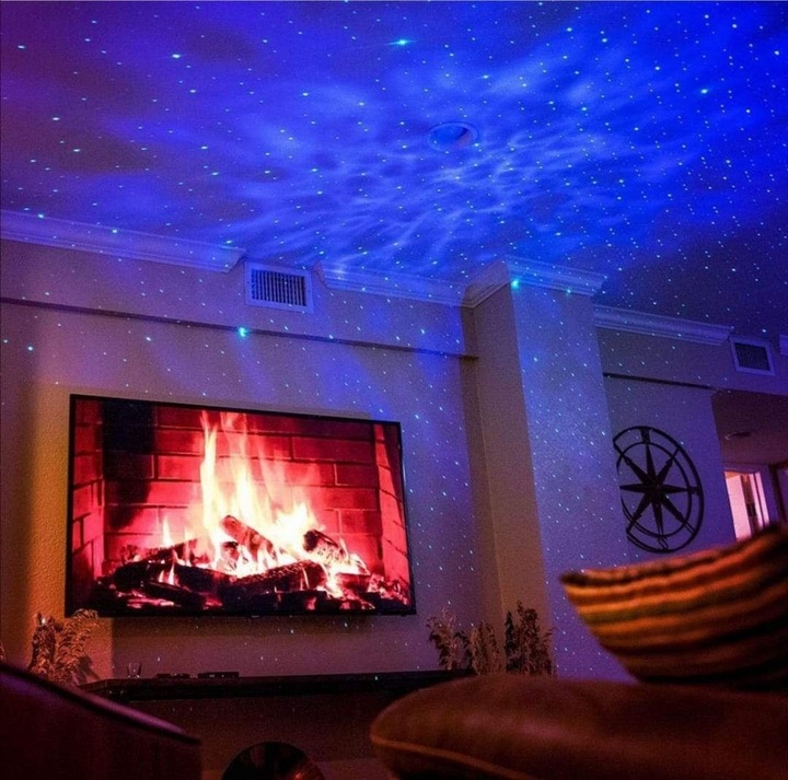 LAMPKA NOCNA LED PROJEKTOR GWIAZD NIEBA STAR LASEROWY Z GŁOŚNIKIEM + PILOT