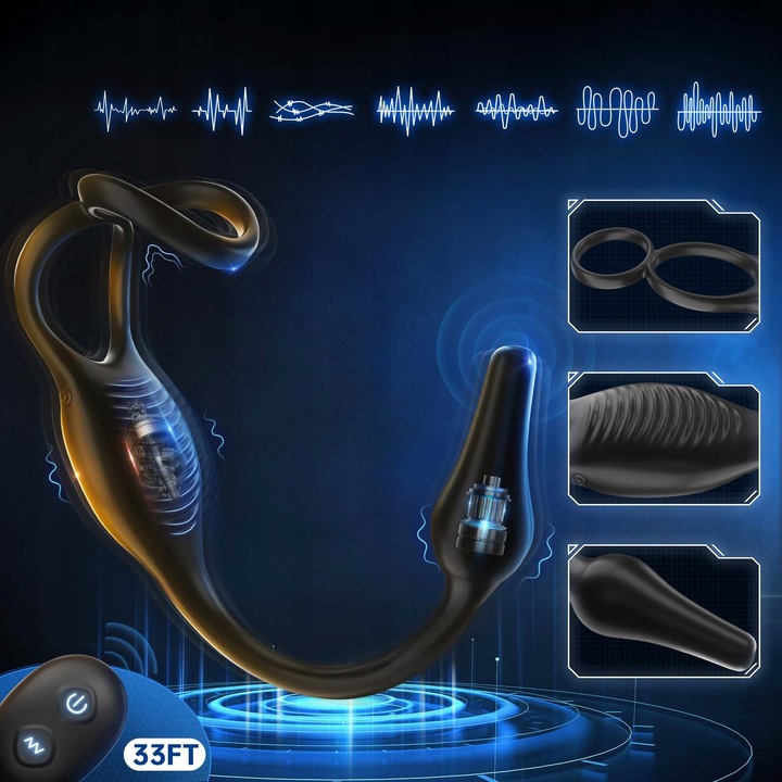 Masażer prostaty Cock Ring 7 trybów wibracji