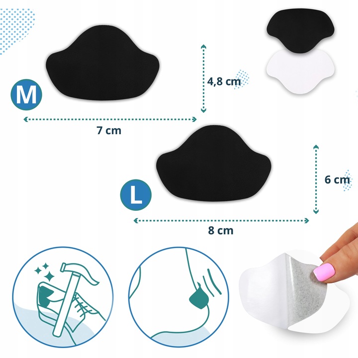 Łatki zapiętki naprawcze do butów 8 par czarne białe SULPO dwa