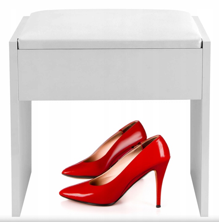 Taboret Do Toaletki Kosmetycznej Siedzisko Białe Pufa