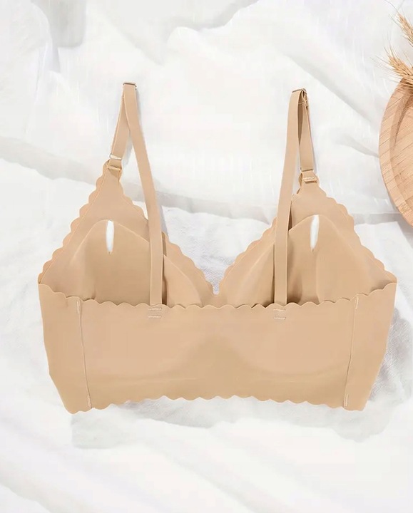 BIUSTONOSZ BEZSZWOWY Stanik Bez Zapięcia Haftek na Prezent Niewidoczny Beż