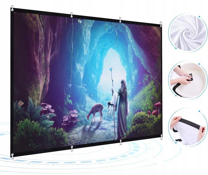 EKRAN PROJEKCYJNY do projektora Rzutnika Przenośny Zwijany 16:9 120 Cali