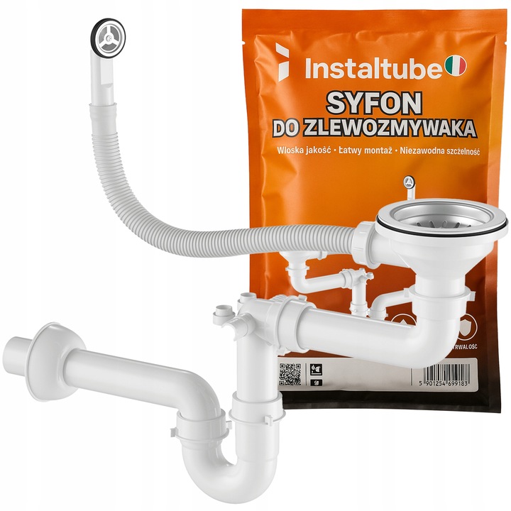 SYFON DO ZLEWU JEDNOKOMOROWEGO ZLEWOZMYWAKA Przyścienny Zmywarki Pralki