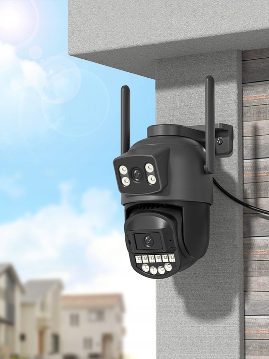 PODWÓJNA KAMERA 2W1 ZEWNĘTRZNA OBROTOWA IP WIFI 2x 5MPX QUAD HD MONITORING