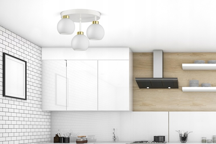 Lampa Wisząca Sufitowa Żyrandol Biała Szklane Kule White Glass ER3 LED E27