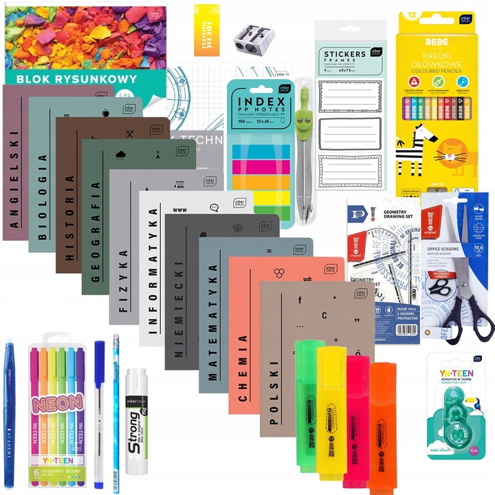 Wyprawka szkolna zestaw XXL Interdruk, 30 elementów, do szkoły klasa 4-8