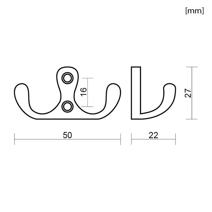 10x WIESZAK ŚCIENNY NA UBRANIE HACZYK CZARNY NA UBRANIE DW19