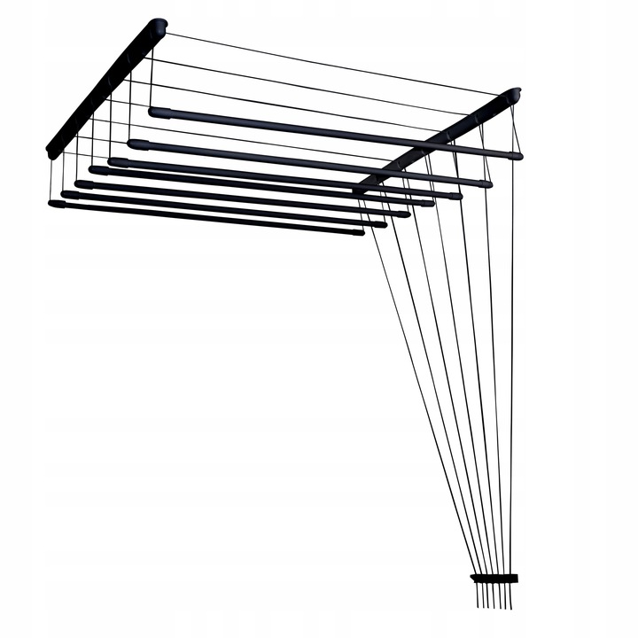 Suszarka Sufitowa na pranie CZARNA 7 prętów 180 cm modna ciekawa loftowa