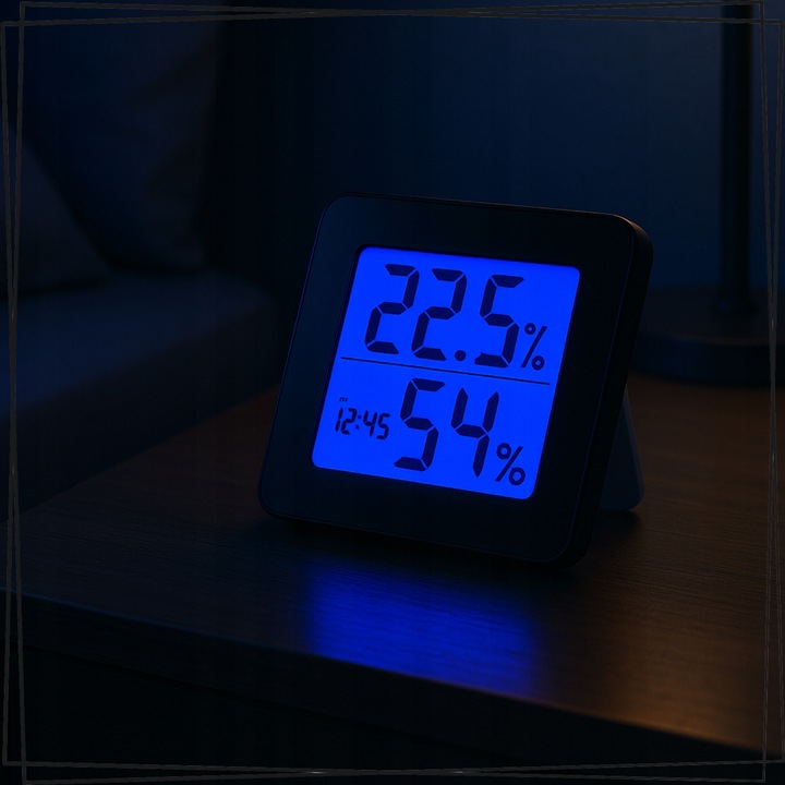 TERMOMETR I HIGROMETR POKOJOWY LED ELEKTRONICZNY WEWNĘTRZNY CYFROWY