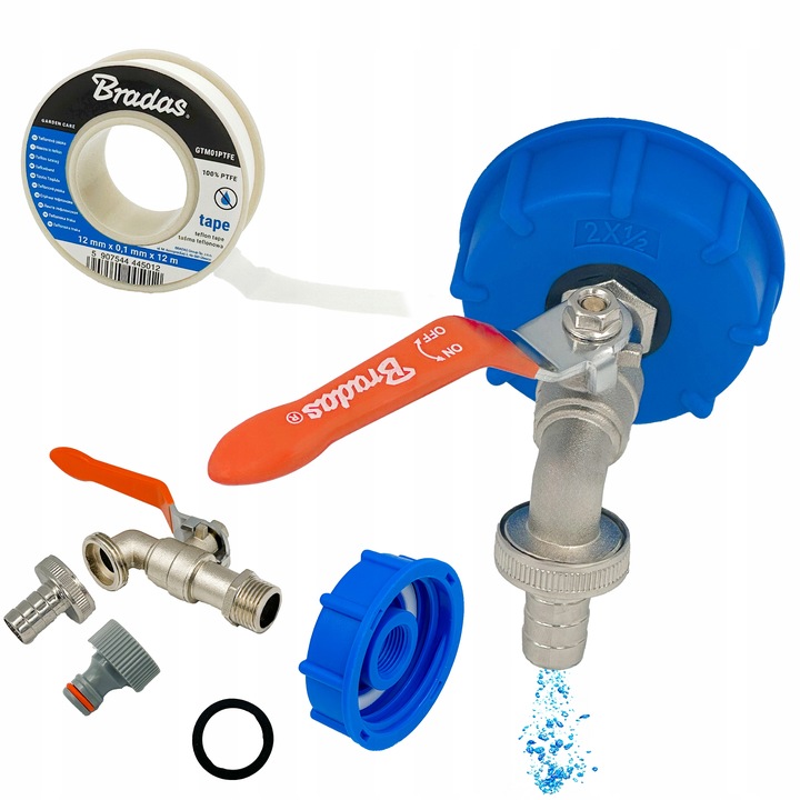 Zawór Czerpalny Kran Mauzer 1000l IBC Zestaw do Zbiornika Wąż 1/2" +