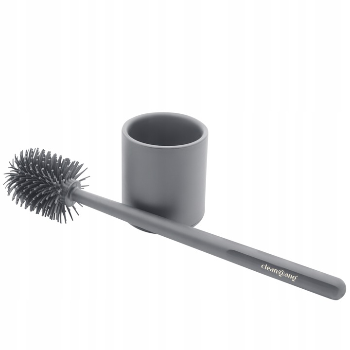 Szczotka do WC toaletowa silikonowa szara do łazienki antybakteryjna