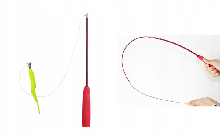 Zabawka wędka dla kota z piórem 7 czerwona WĘDKI