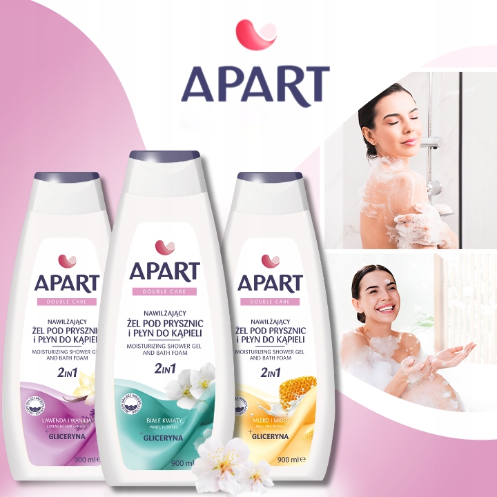 Apart nawilżający żel pod prysznic i Płyn do kąpieli 2w1 MIX Zestaw
