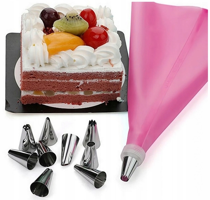 Tylki Cukiernicze 2x RĘKAW CUKIERNICZY DEKORATOR TORTÓW Skrobka Tortu 24 el