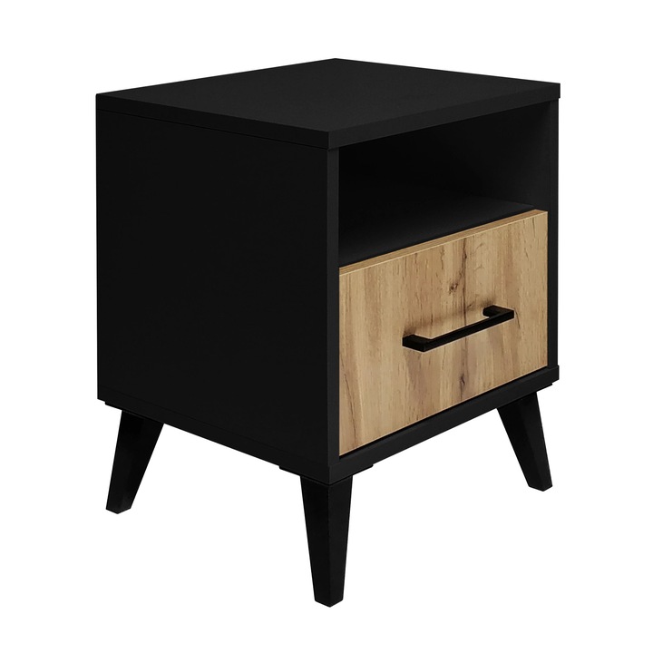 SZAFKA NOCNA KASZMIR BEŻOWY STOLIK NOCNY SZUFLADA LED Z PÓŁKĄ DO