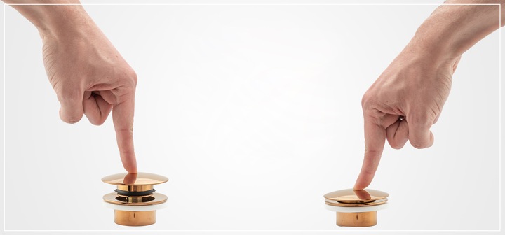 REA KOREK KLIK KLAK DO UMYWALKI ZŁOTY SZCZOTKOWANY UMYWALKOWY KLIK KLAK