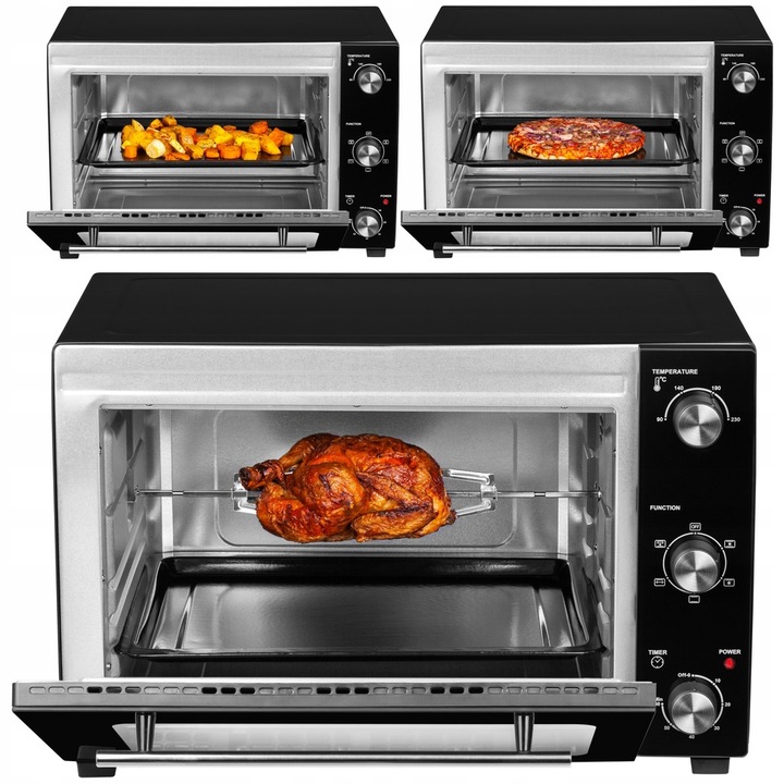 PIEKARNIK ELEKTRYCZNY 48L ROŻNO + GRILL + TERMOOBIEG WOLNOSTOJĄCY