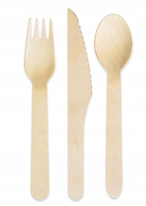 Zestaw drewnianych jednorazowych sztućców ekologicznych noże widelce