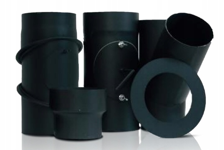 ROZETA SZEROKA FI 130 MASKUJĄCA ŚCIENNA DO PIECA KOZY CZARNA