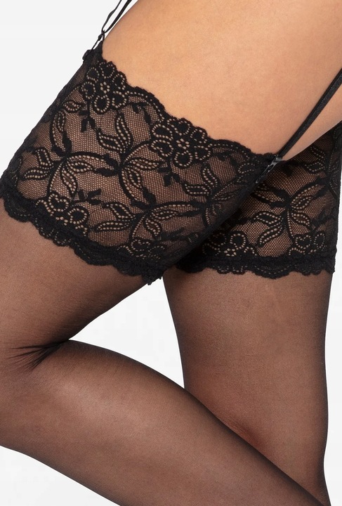 Gatta pończochy seksowne do paska koronkowe Venus lycra 3/4 nero