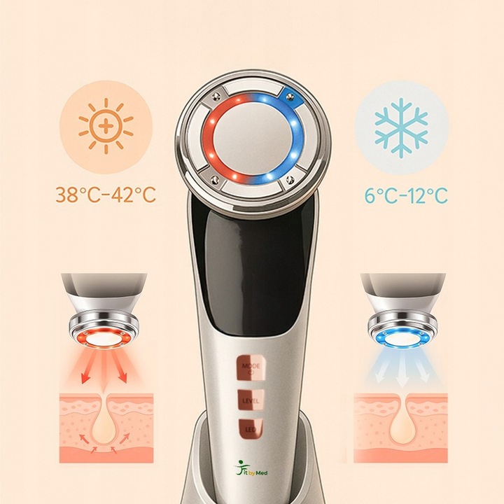 MASAŻER DO TWARZY EMS ULTRADŹWIĘKI FOTON KRIOTERAPIA MEZOTERAPIA 7w1