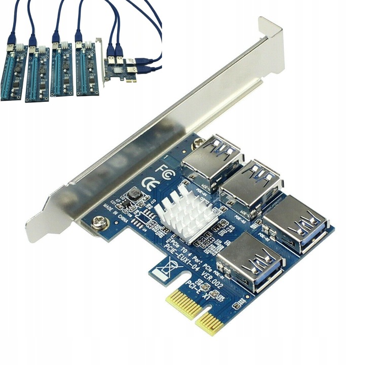 Adapter PCI-E USB Riser SPLITTER + 4x RISER 010s