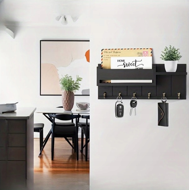 DREWNIANY WIESZAK ŚCIENNY NA UBRANIA KLUCZE DO PRZEDPOKOJU PÓŁKA