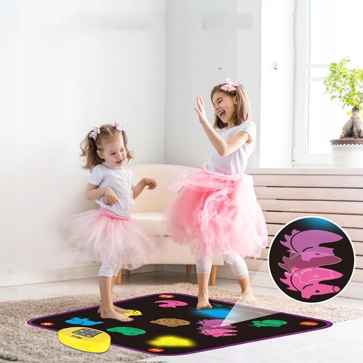 MATA DO TAŃCZENIA MUZYCZNA DLA DZIECI INTERAKTYWNA LED BLUETOOTH 5 TRY GRY