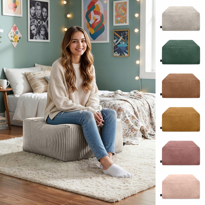 NOWOCZESNA PUFA PUF SIEDZISKO 45 CM KWADRATOWA DO SALONU PODNÓŻEK