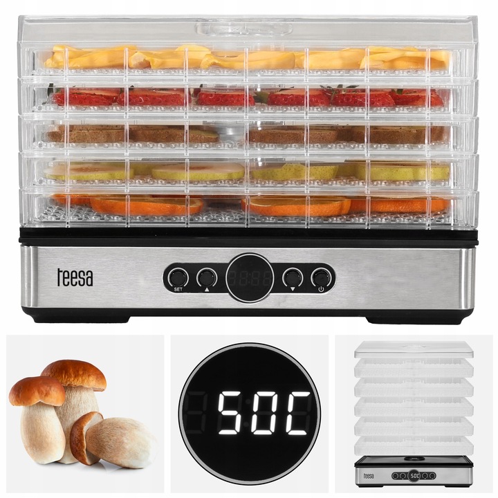 Suszarka do grzybów warzyw owoców 400W 5 sit wyświetlacz termoobieg